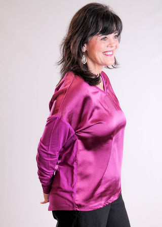Charlie B Satin Front Top side view - Fashion Crossroads Inc