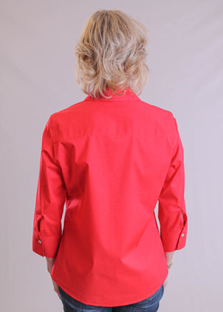 Foxcroft Mary 3/4 Sleeve Button Down Blouse back view - Fashion Crossroads Inc
