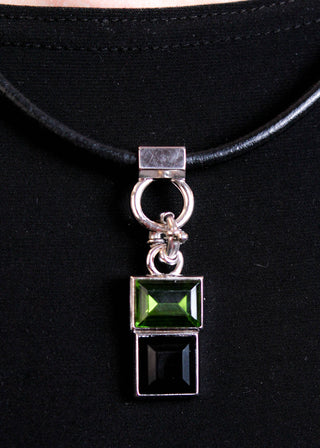 Myka Lea Detachable Pendant With Swarovski Emerald And Jet Crystals detail view - Fashion Crossroads