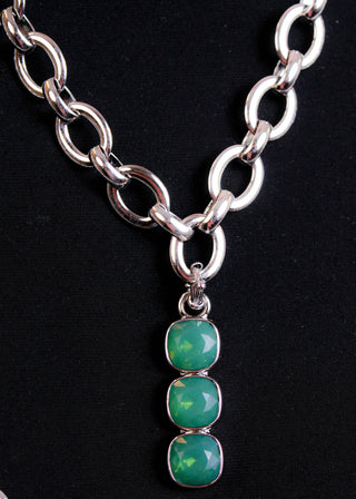 Myka Tori Triple Swarovski Crystal Drop Detachable Pendant close up - Fashion Crossroads Inc.