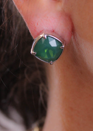 Myka Tori Medium Swarovski Cushion Earring Emerald - detail view