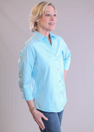 Foxcroft Paityn 3/4 Sleeve Button Down Blouse - Fashion Crossroads Inc