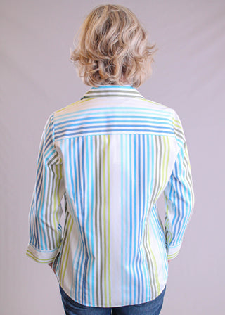 Foxcroft Taylor 3/4 Sleeve Striped Blouse