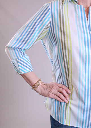 Foxcroft Taylor 3/4 Sleeve Striped Blouse