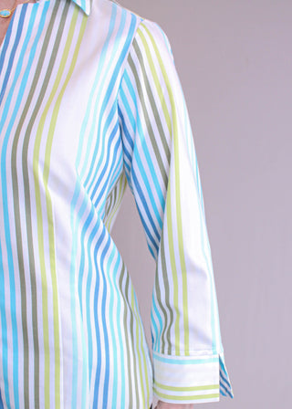 Foxcroft Taylor 3/4 Sleeve Striped Blouse