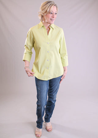 Foxcroft Paityn 3/4 Sleeve Button Down Blouse - Fashion Crossroads Inc