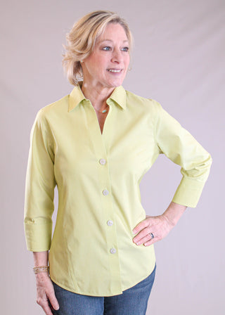 Foxcroft Paityn 3/4 Sleeve Button Down Blouse - Fashion Crossroads Inc