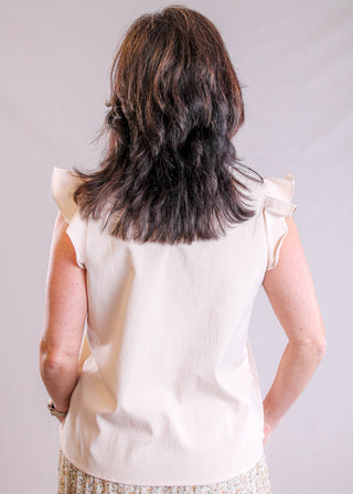 Wishlist Satin Blouse with Ruffle Sleeves