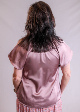 Wishlist Satin Blouse with Flutter Sleeves