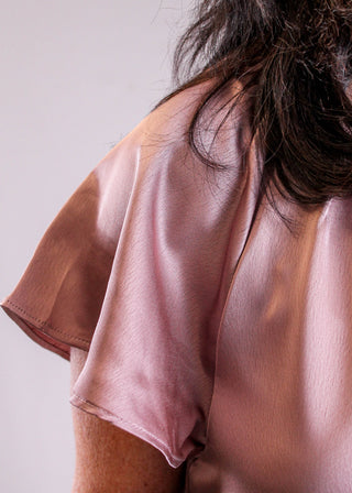 Wishlist Satin Blouse with Flutter Sleeves