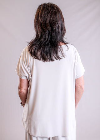 Sympli Splice Pocket Top Cashew Back - Fashion Crossroads Inc.