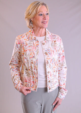 Charlie B Print Button Front Jacket - Fashion Crossroads Inc