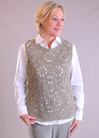 Charlie B Crochet Sleeveless Crew Neck Top - Fashion Crossroads Inc
