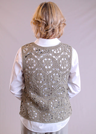 Charlie B Crochet Sleeveless Crew Neck Top - Fashion Crossroads Inc