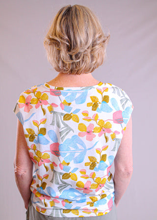 Charlie B Print Cap Sleeve Top with Front Knot - Fashion Crossroads Inc