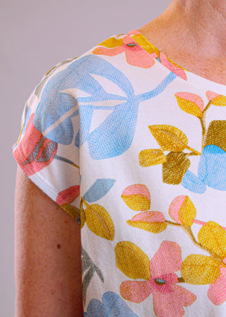 Charlie B Print Cap Sleeve Top with Front Knot - Fashion Crossroads Inc