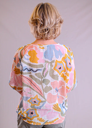 Charlie B Print Dolman Top with Tie Front - Fashion Crossroads Inc