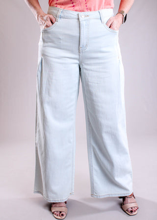 Tribal Sportswear Audrey Pleated Wide Leg Jean front view - Fashion Crossroads Inc.
