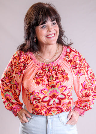Democracy Blouson Sleeve Top front view - Fashion Crossroads inc.