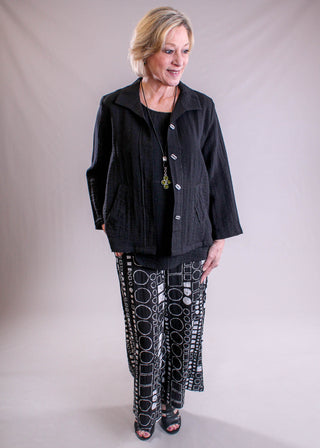 Habitat Express Travel Printed Crop Pant modeled view - Fashion Crossroads Inc.