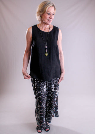 Habitat Express Travel Printed Crop Pant modeled view - Fashion Crossroads Inc.