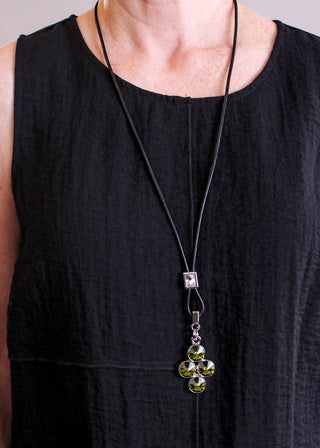 Myka Anna 4 Cluster Detachable Pendant with Olivine Swarovski Crystal modeled view - FCR