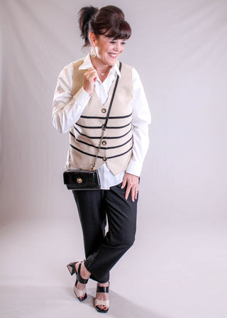Charlie B Pull On Crop Pant with Pockets model view - Fashion Crossroads Inc