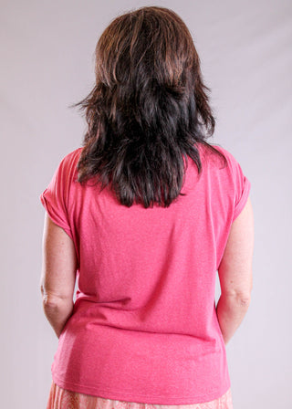 Liverpool Short Sleeve Boat Neck Top back view - Fashion Crossroads Inc