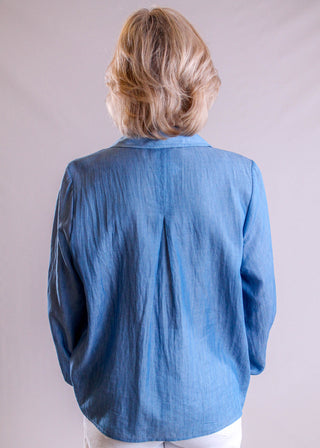 Liverpool Long Sleeve Popover Woven Blouse back view - Fashion Crossroads Inc.