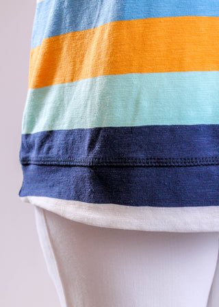 Tribal Sportswear Raglan Drawstring Striped Hoodie hem view - Fashion Crossroads Inc.