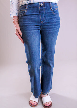 Liverpool Gia Glider Flare Crop Jean front view - Fashion Crossroads Inc.