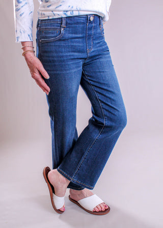 Liverpool Gia Glider Flare Crop Jean side view - Fashion Crossroads Inc.