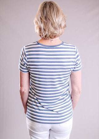 Liverpool Slim Fit Crew Neck Tee with Stripes back view - Fashion Crossroads Inc