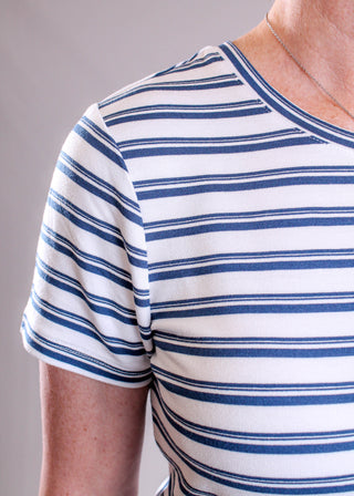 Liverpool Slim Fit Crew Neck Tee with Stripes detail view - Fashion Crossroads Inc