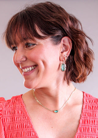 Kendra Scott Dani Figaro Frame Earring in Aqua Illusion front view - Fashion Crossroads Inc