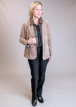 Liverpool Fitted Velvet Blazer Model View - Fashion Crossroads Inc