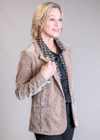 Liverpool Fitted Velvet Blazer Side View - Fashion Crossroads Inc