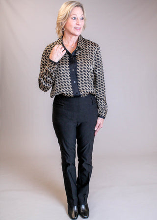 Liverpool Long Sleeve Abstract Print Button Up Shirt Model View - Fashion Crossroads Inc