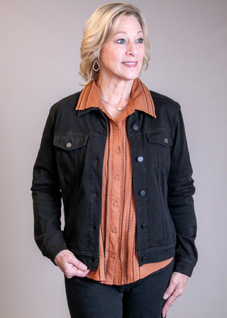 Liverpool Classic Denim Jacket Front View - Fashion Crossroads Inc