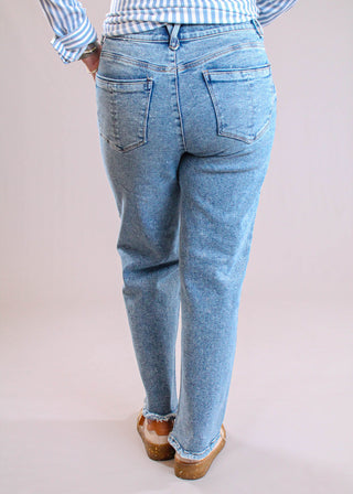 Democracy Straight Leg Ankle Jean with Step Hem back view - Fashion Crossroads Inc.
