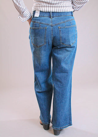 Tribal Sportswear Petite Sophia Curvy Wide Leg Jean back view - Fashion Crossroads Inc.