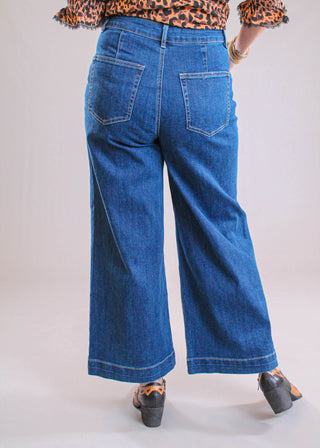 Charlie B Patch Pocket Cropped Flare Jean back view - Fashion Crossroads Inc.