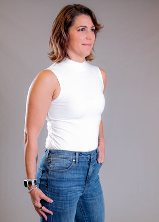 She + Sky Sleeveless Mock Neck Bodysuit