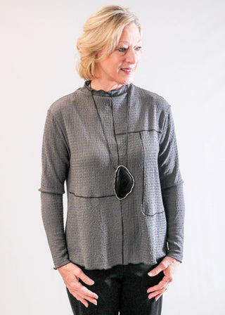 Sympli Pop Contrast Collage Top with Long Sleeves