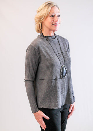 Sympli Pop Contrast Collage Top with Long Sleeves