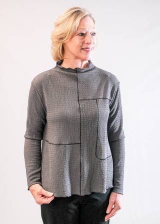 Sympli Pop Contrast Collage Top with Long Sleeves