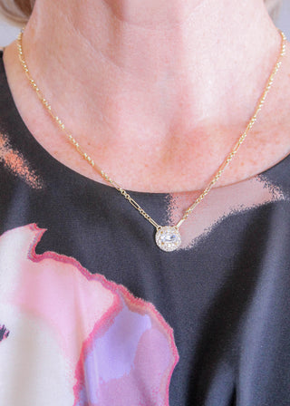 Kendra Scott Bella Pendant Necklace in Gold and White CZ - Fashion Crossroads Inc