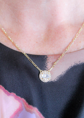 Kendra Scott Bella Pendant Necklace in Gold and White CZ - Fashion Crossroads Inc