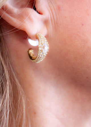 Kendra Scott Bella Hoop Earring in Gold and White CZ - Fashion Crossroads Inc