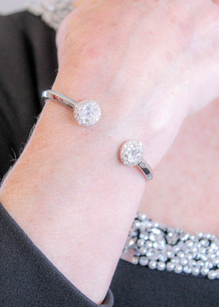 Kendra Scott Bell Cuff Bracelet in Rhodium and White CZ - Fashion Crossroads Inc